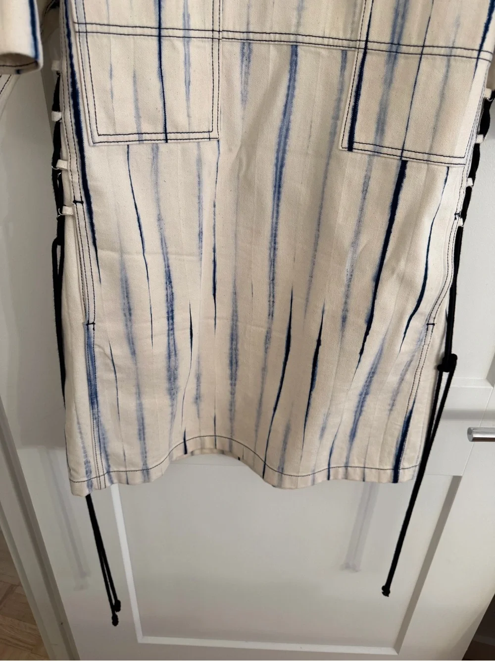Tory Burch Blue and White Tie-Dye Denim Mini Shirt Dress Size 6